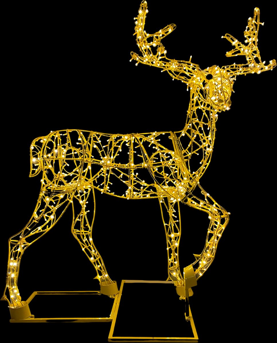 KJ Kunstkerstbomen - verlichte rendier hert kerstfiguur - Prancer - 712 warme LED Lampjes - 5 meter snoer - 200cm hoog