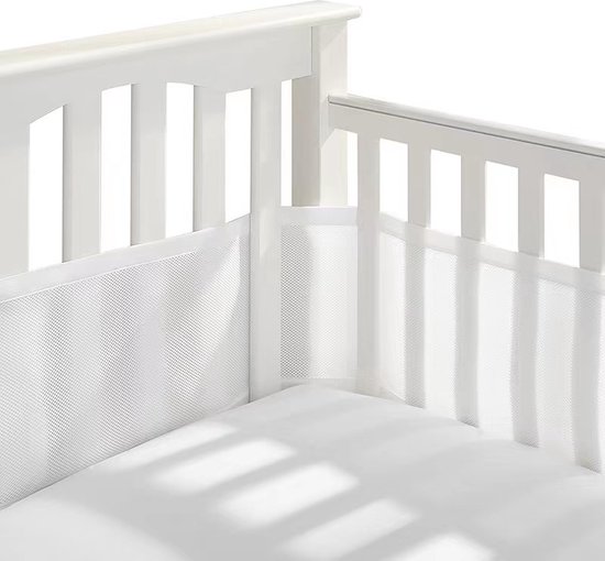 IL BAMBINI - Baby Bedomrander - Bedbumper - Hoofdbeschermer- omrander voor in ledikant - Set van 2 - 340x30cm & 160x30cm - Wit effen