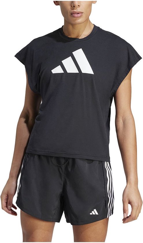 Foto: Adidas icons regular fit logo t shirt met korte mouwen zwart l vrouw