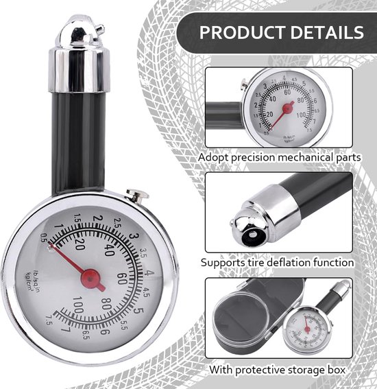 Digitale Bandenspanningsmeter, Fydun 200PSI Bandenspanningscontrole LCD Digitaal Display 4 Eenheden Voor Auto Auto Motorfiets