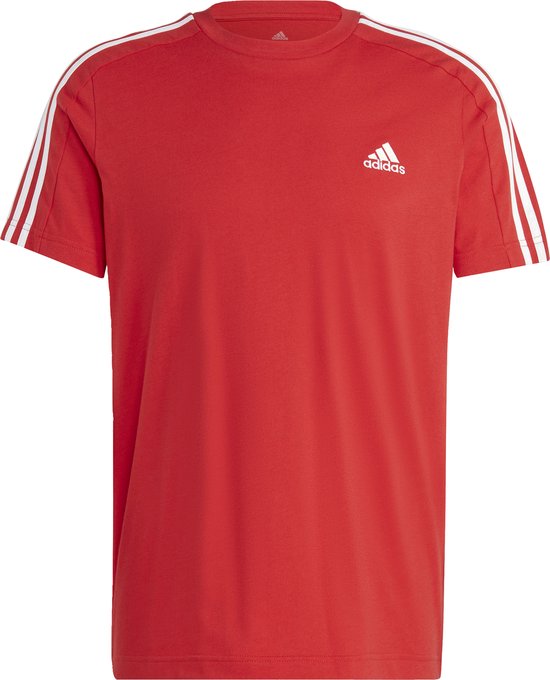 adidas Sportswear Essentials Single Jersey 3-Stripes T-shirt - Heren - Rood- 2XL