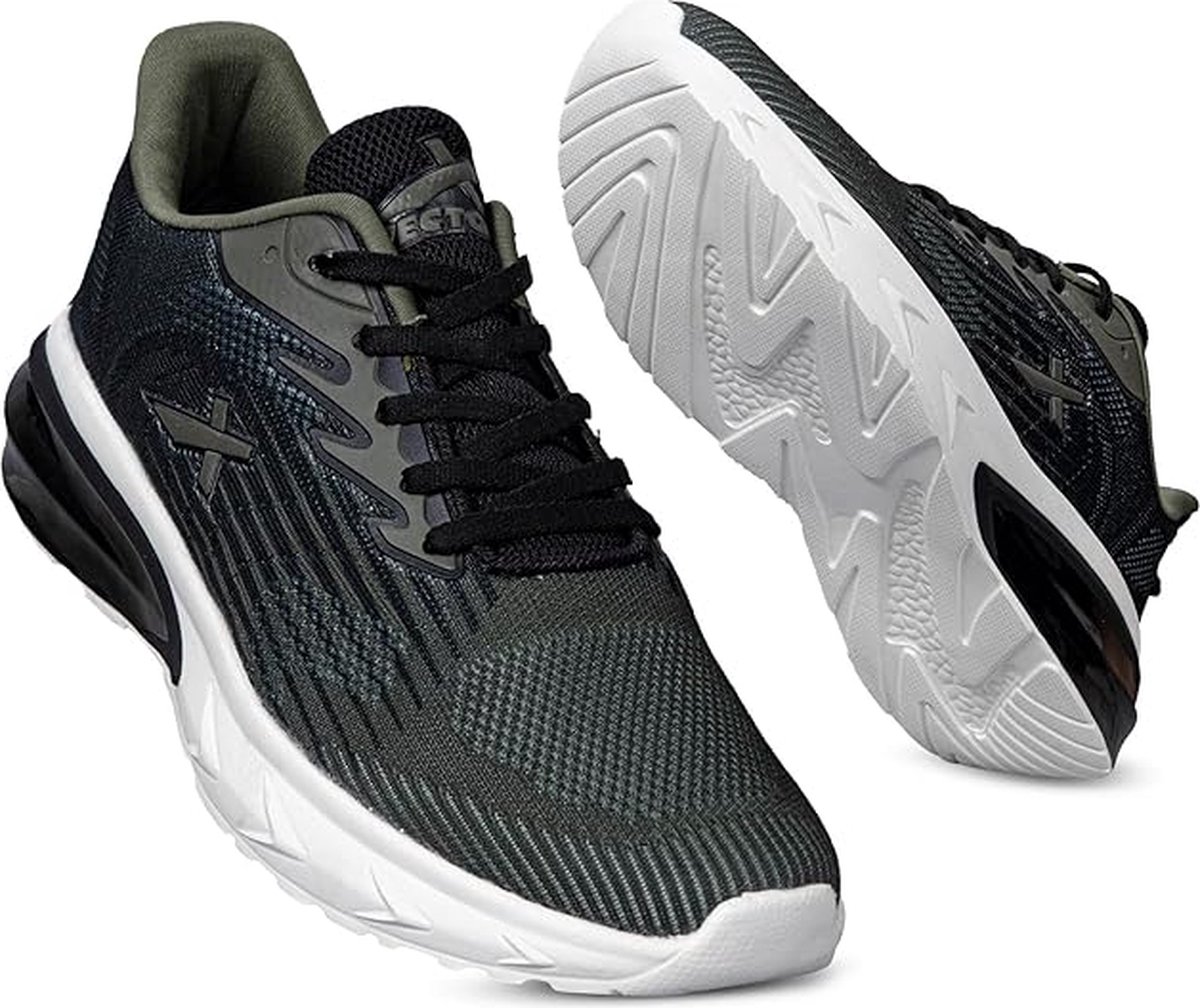 VectorX Defence Hardloop-/Joggingschoen voor Heren en Jongens (Zwart/Wit, Maat EU 41, UK 7, US 8) Materiaal: Ethyleen Vinyl Acetaat | Vetersluiting