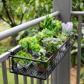 Bloemenrek om op te hangen, metalen bloempothouder, hangrek met verstelbare haken, potplantenhouder voor tuin, balkon, terras, reling, plantenrek, zwart Bloemenrek om op te hangen, metalen bloempothouder, hangrek met verstelbare haken, potplantenhouder voor tuin, balkon, terras, reling, plantenrek, zwart