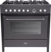 BORETTI CRG916MAT Gasfornuis 90cm, 6 branders, Enkele oven 89L, Mat Antraciet