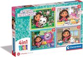 Gabby'S Dollhouse Puzzle pour enfants 4 en 1 - Puzzle pour enfants à partir de 3 ans - Puzzle de 12 pièces, 16 pièces, 20 pièces, 24 pièces - Compétences manuelles et coordination œil-main, ainsi que mémoire et concentration - Cadeau de Noël