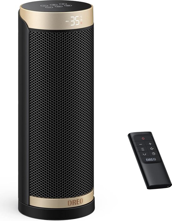 Slim H3 Elektrische Kachel 1800 Watt - Incl. Afstandsbediening - Snelle Keramische Kachel met Thermostaat - Overbehittingsbeveiling & Kantelbeveiling - 1 tot 12 Uur Timer - 70° Oscillerende Verwarming