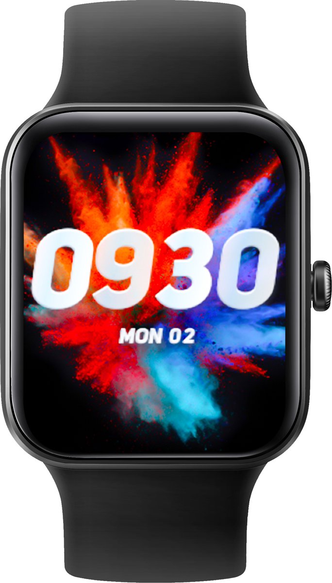 Smartwatch 44mm - Smartwatch Dames Heren - Horloge – HD - Stappenteller - Kcal Teller - Slaapmeter - Hartslagmeter - Geschikt voor iOS en Android - Zwart