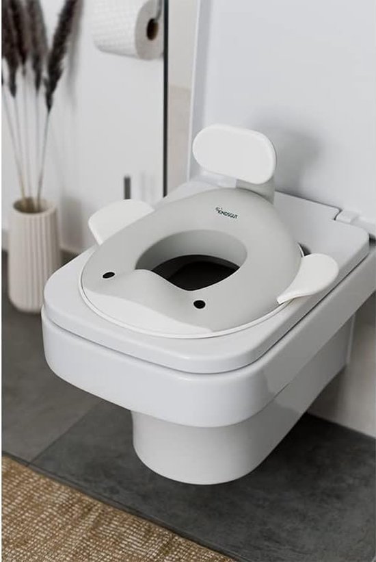 Orzbow Draagbare toiletbril peuter, universele toilettrainingsstoelen met handvat, onderste inkeping voor ronde en ovale toiletten, antislip siliconen, 9 cm spatbescherming, vervangbaar kussen, haak