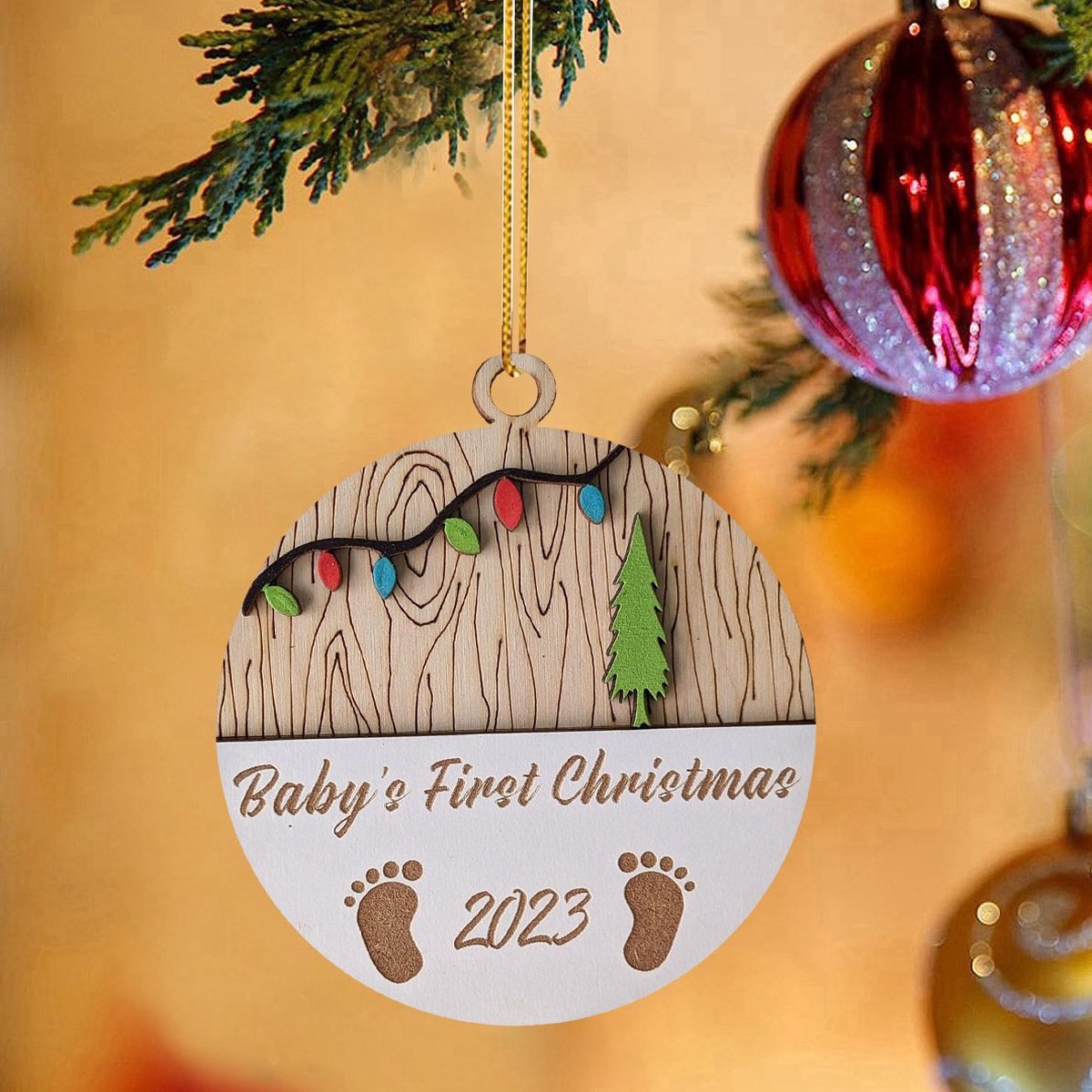 Kerstornament - Kerstbal - Baby's First Christmas 2023 - Kerstversiering - Baby - Kerst Hanger