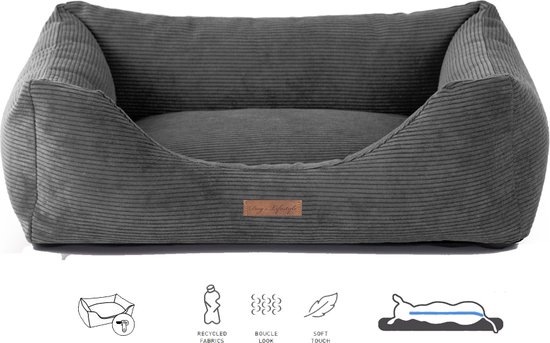 Dog's Lifestyle Orthopedische hondenmand Ribbed Antraciet XL 100cm -Ook in L - Wasbare hoes