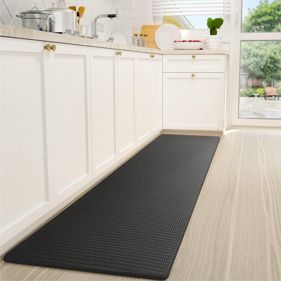 PVC Kitchen Runner, Kitchen Rug, Washable Non-Slip, Kitchen Rug, Waterproof and Oil Resistant, Heavy, Runner Kitchen, Kitchen Mat for Kitchens, Hallway, Waterbar (Black, 44 x 120 cm)