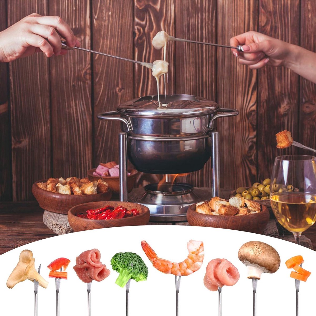 Bondoo fonduevorken 12 stuks 24 cm - fondue vorkjes - fonduevork- fondue vorkjes voor vlees - fonduevorkjes - fondue prikkers - fondue prikkers - fonduevorken set - kaasfondue vorkjes - RVS – foto 7