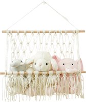 Livano Filet à Câlins - Hamac - Jouets - Système de Rangement - Hamac pour Nounours - Organisateur - Crème