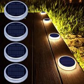 merk Solar Lampen Buiten - Solarlampen voor Buiten 4 Stuks LED Zonnelamp Buitenlamp Zonnedekverlichting Staplichten IP68 Waterdicht Tuinverlichting Auto Aan/Uit Zonne-licht Padverlichting voor Tuin Hek, Warm Wit 3000K