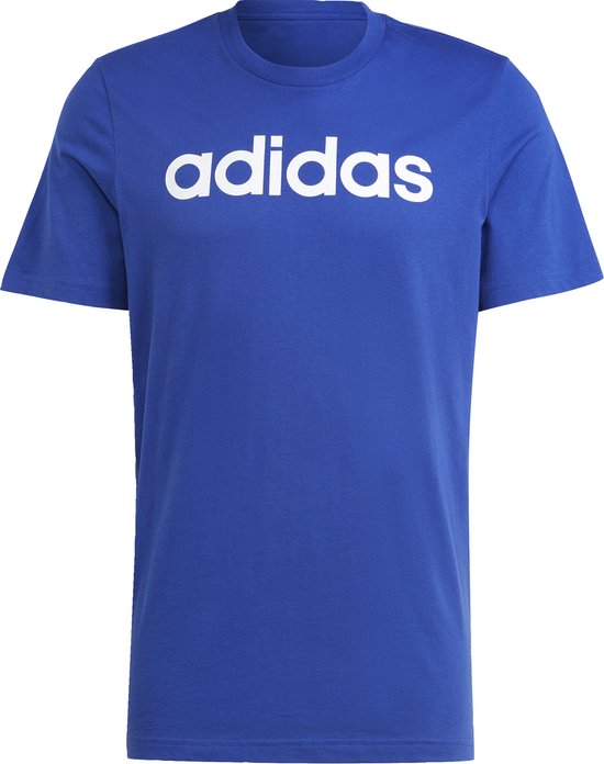 Adidas Sportswear Essentials Single Jersey Linear Geborduurd Logo T-shirt - Heren - Blauw