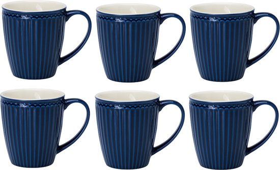 Foto: Greengate koffiemokken alice donkerblauw 350 ml set van 6 stuks