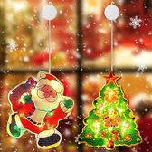 Lumières de Noël LED (Set de 2 ventouses LED) Taille L – 2 aléatoires parmi 9 motifs de Noël – Suspensions de fenêtre à ventouse LED – pour fenêtres/suspendues – Lumières de décoration de Noël – Lumières de fenêtre de Noël