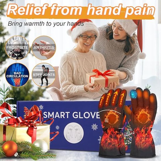 Gants Chauffants Électriques 3 Niveaux - Gants Hiver Thermiques Rechargeables Ski Randonnée