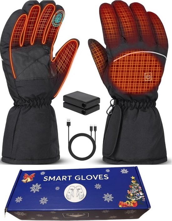 Verwarmbare handschoenen voor heren en dames (Maat L)- Oplaadbaar - 5000 mAh - 3-traps verwarmde skihandschoenen - waterdicht - touchscreen - verwarmde motorhandschoenen voor outdoor en wandelen