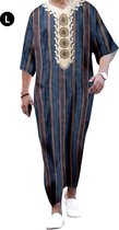 Livano Moslim Kleding - Djellaba Heren - Islamitische Kleding - Alhamdulillah - Arabisch Mannen Kaftan - Veelkleurig - Maat L