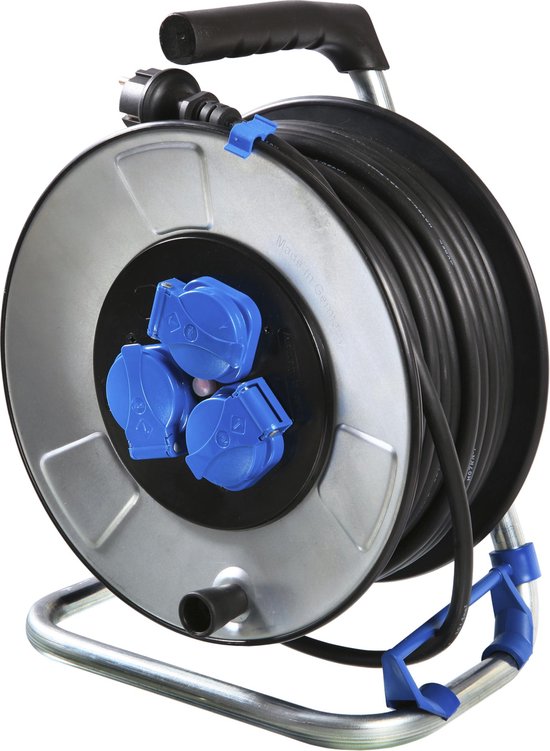 AS Schwabe Kabelhaspel, metaal, IP44, 40 m rubberen kabel | bol