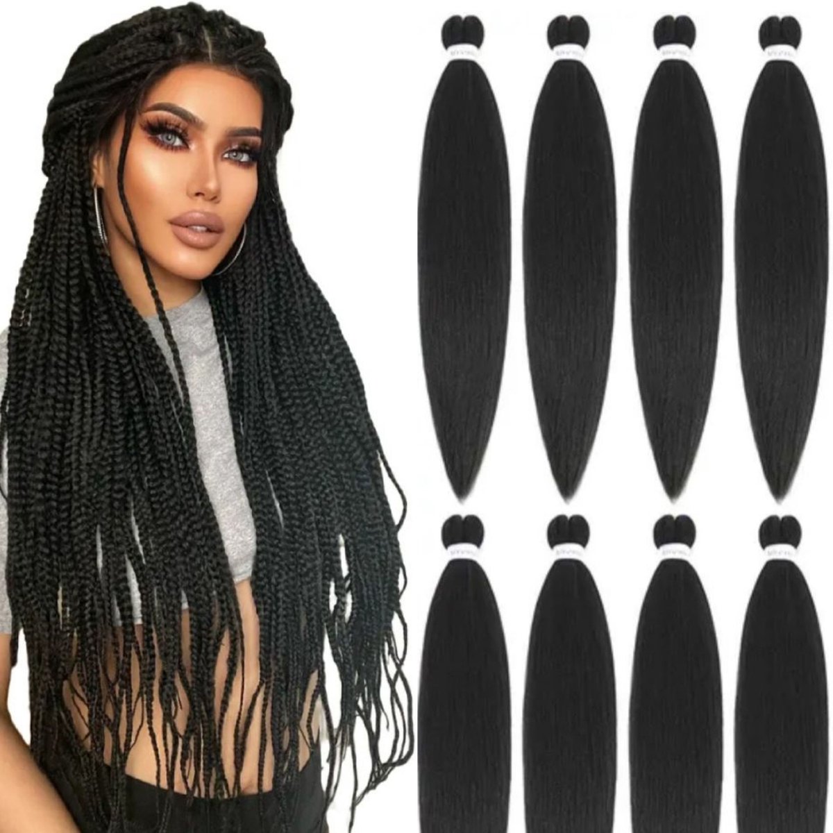 Frazimashop- 26 inch zwart pre gerekt jumbo-Vlechthaar vlecht haar pre stretched braiding hair crochet box braids