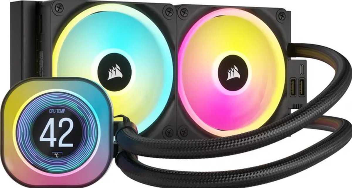 Corsair iCUE LINK H100i LCD - Vloeistofkoelsysteem processor - Afmeting radiator: 240 mm