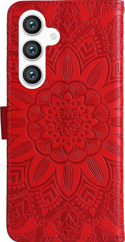 Mobigear Telefoonhoesje geschikt voor Samsung Galaxy S24 Plus Hoesje | Mobigear Mandala Bookcase Portemonnee | Pasjeshouder voor 3 Pasjes | Telefoonhoesje voor Pinpas / OV Kaart / Rijbewijs - Rood