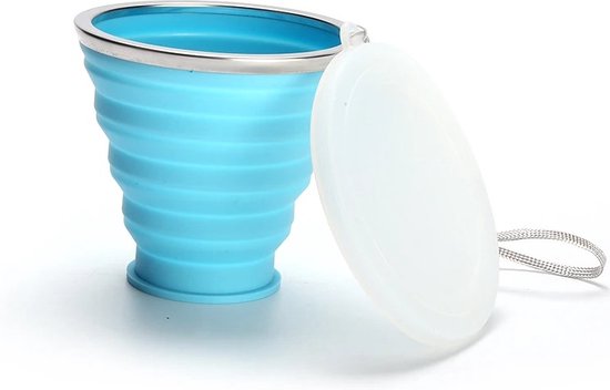 Lpsdssre Siliconen opvouwbare beker, siliconen bekers met deksel, koffiemokdeksels, compact, dagelijks gebruik, 7,6 x 7,3 cm, geel, blauw, grijs, paars, voor thuis, kamperen, wandelen