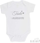 100% katoenen Romper "Mijn tante is de allerliefste" Unisex Katoen Wit/grijs Maat 56/62