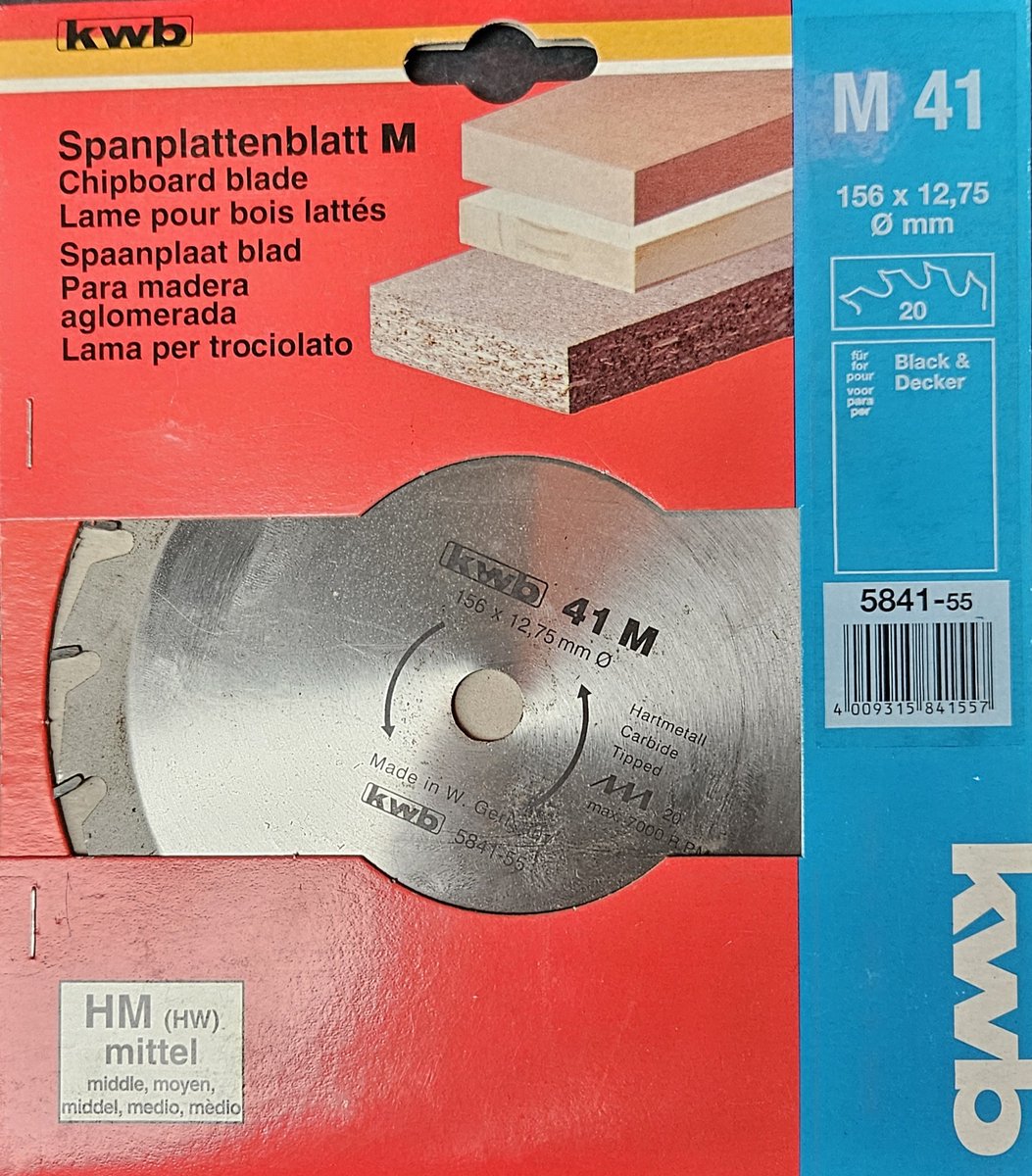 KWB 584155 Cirkelzaagblad 156 x 12 75 mm 1 Stuk