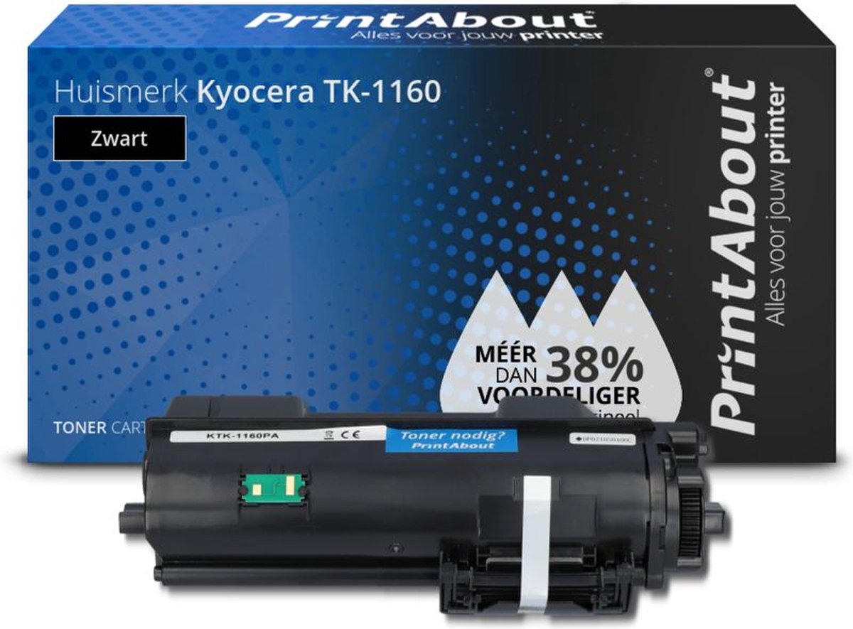 PrintAbout huismerk Toner TK-1160 Zwart geschikt voor Kyocera