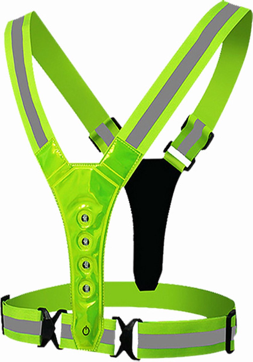 Reflecterend vest - Led vest - Led verlichting - Reflectievest - Groen - Reflecterend hardloopvest - Veiligheidsvest - Batterijen meegeleverd