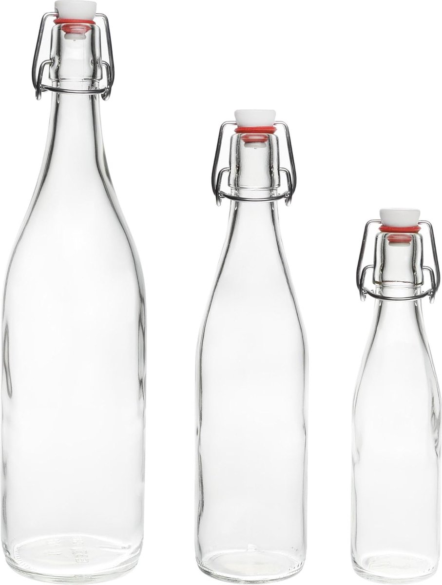WYSKONT Slanke mond-mand fles met stop, luchtsluis en plastic mand, wijnbereidingset, gemakkelijk mee te nemen en schoon te maken, inhoud 5 liter