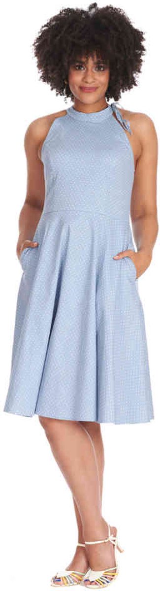 Banned - Hattie Halter Spot Flare jurk - L - Blauw