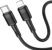 Hoco X83 20W Charge Fast PD USB-C vers Câble de Charge Lightning 1M Zwart