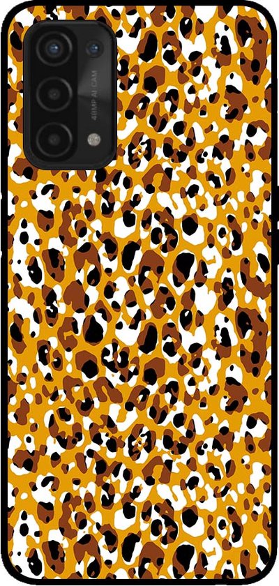 Smartphonica Coque de téléphone pour OPPO A54 5G avec imprimé léopard - Coque arrière en TPU avec imprimé paresseux - Marron / Coque arrière adaptée pour Oppo A54 5G