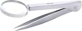 MEDLUXY® - Splinter Pincet met Vergrootglas (loep verstelbaar) - Recht - Fijne punt - 11 cm ( splinterpincet , hobby , beauty, sieraden)