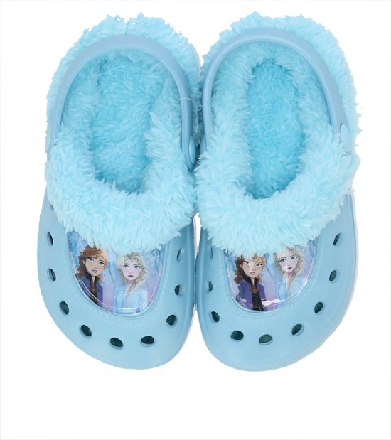 Frozen klompen - fleece - Elsa - Anna - strandklompen - strandslippers - kinderklompen - slippers - instappers - blauw - maat 25/26