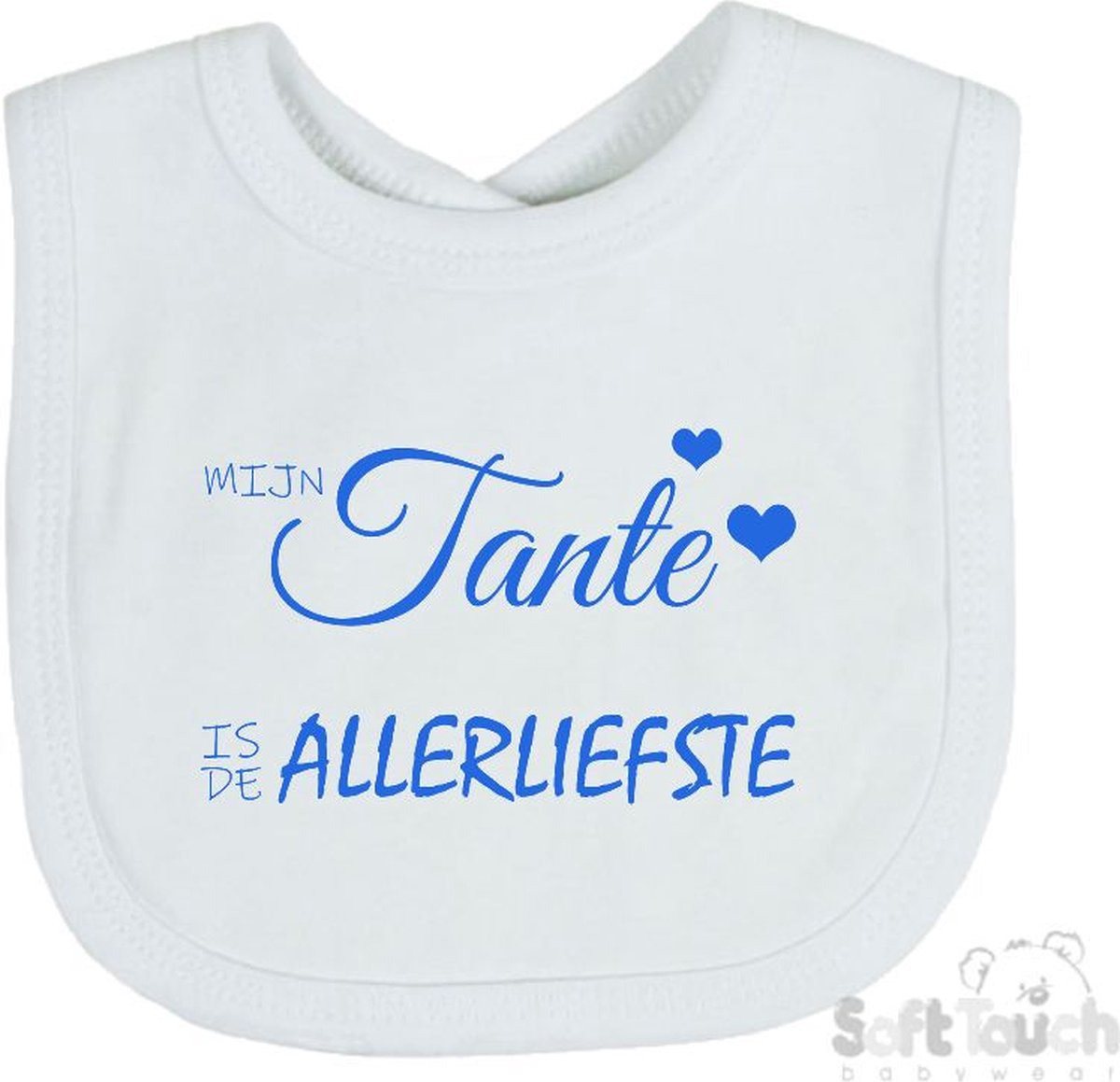 Goedkoopste Soft Touch Slabber Slabbetje Slab Mijn tante is de allerliefste Unisex Katoen Wit/blauw Maat 33x22 Cm