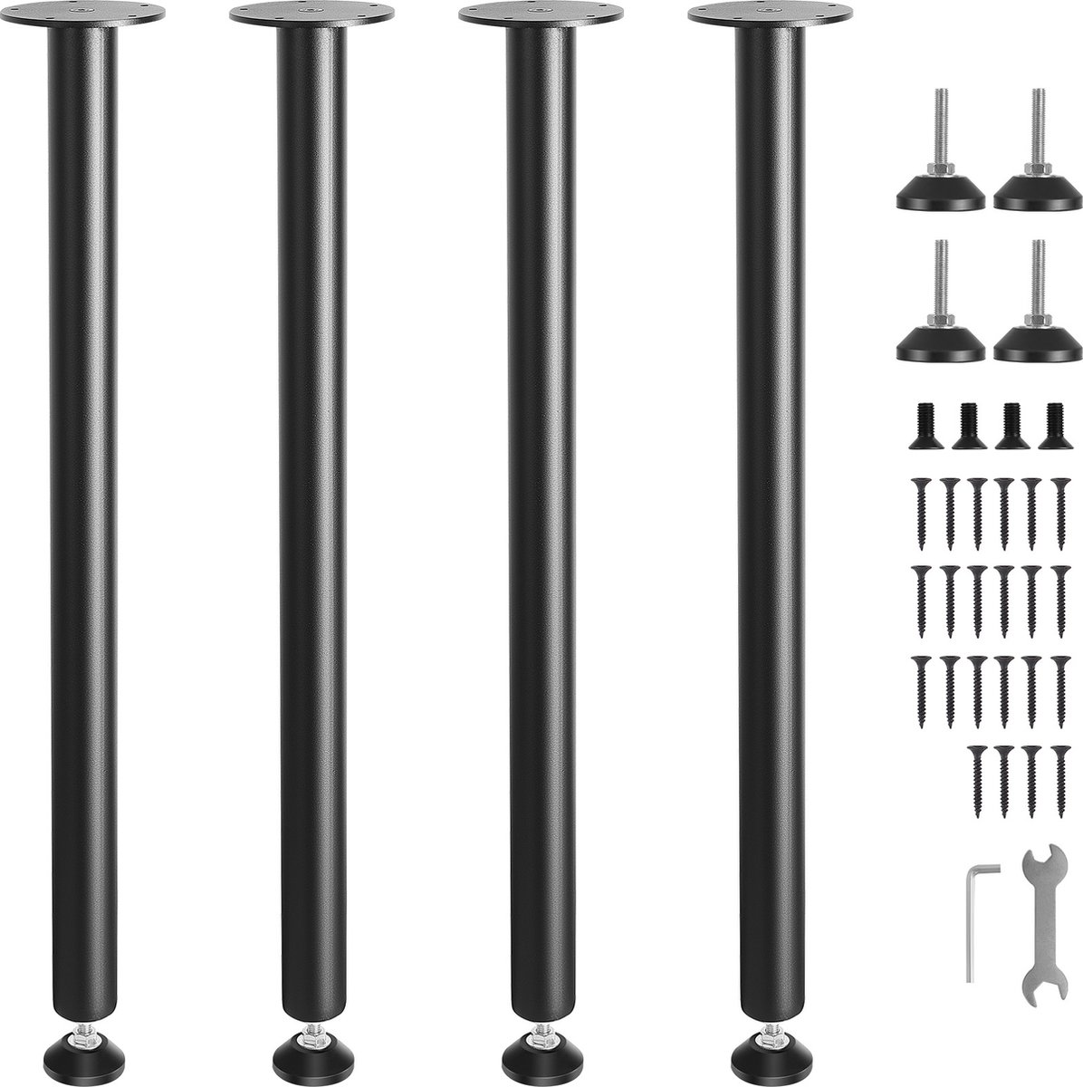 Vevor Set Van 4 Tafelpoten, Tafellopers, 762 Mm Hoog, 110 Mm Montageplaat, Koolstofstaal, Matzwarte Poedercoating, Draagvermogen 544 Kg, Ideaal voor Keukentafels, Woonkamerconsoles, Studiotafels