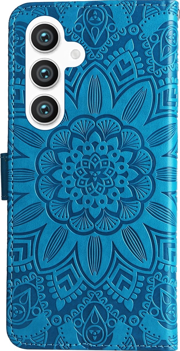 Mobigear Telefoonhoesje geschikt voor Samsung Galaxy S24 Plus Hoesje | Mobigear Sunflower Bookcase Portemonnee | Pasjeshouder voor 3 Pasjes | Telefoonhoesje voor Pinpas / OV Kaart / Rijbewijs - Blauw