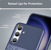 Mobigear Hoesje geschikt voor Samsung Galaxy S24 Telefoonhoesje Flexibel TPU | Mobigear Groove Backcover | Galaxy S24 Case | Back Cover - Blauw