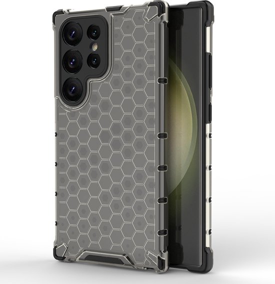 Mobigear Coque de téléphone en Honeycomb pour Samsung Galaxy S24 Ultra Antichoc Hard Case Cover - Zwart