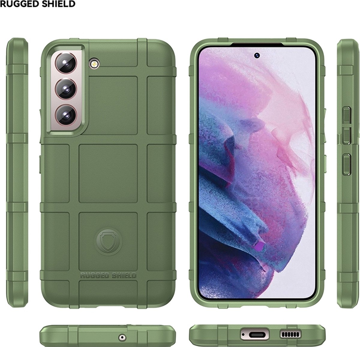 Mobigear Hoesje geschikt voor Samsung Galaxy S24 Telefoonhoesje Flexibel TPU | Mobigear Rugged Shield Backcover Shockproof | Schokbestendig Galaxy S24 Telefoonhoesje | Anti Shock Proof - Groen