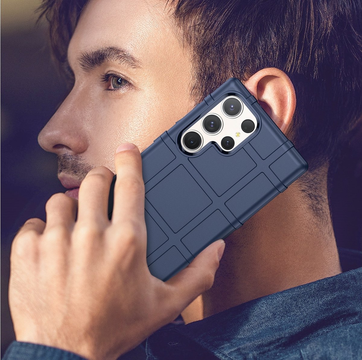 Mobigear Hoesje geschikt voor Samsung Galaxy S24 Ultra Telefoonhoesje Flexibel TPU | Mobigear Rugged Shield Backcover Shockproof | Schokbestendig Galaxy S24 Ultra Telefoonhoesje | Anti Shock Proof - Blauw