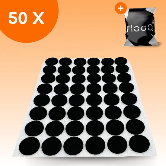 FLOOQ Anti Kras Zelfklevend Meubelvilt Zwart - 50 stuks - Rond - 1,8 cm diameter - Voor Meubels
