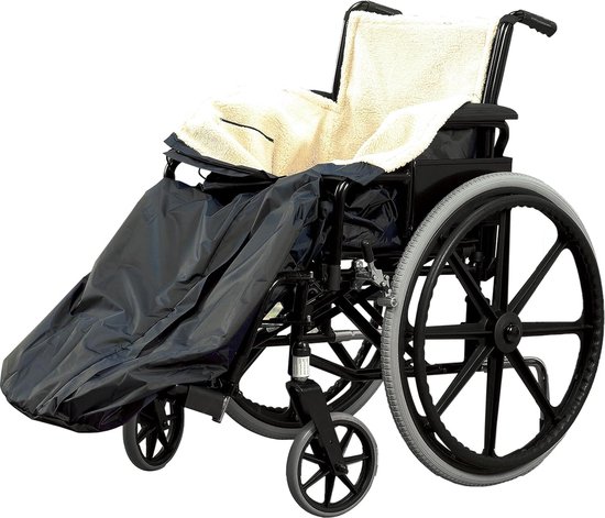 Fleece gevoerde rolstoel deken - Warme rolstoeldeken met rits - Zachte teddy binnenvoering - Kruipzak voor roelstoelgebruikers - Waterdicht - Weerbestendig - Zeer belastbaar beschermingsmateriaal