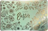 Luxe Placemats Pasen ''Happy Easter'' - Lichtgroen / Goud - Kunststof - Set van 4 - Placemat - Pasen - Easter - Makkelijk afneembaar met een doekje