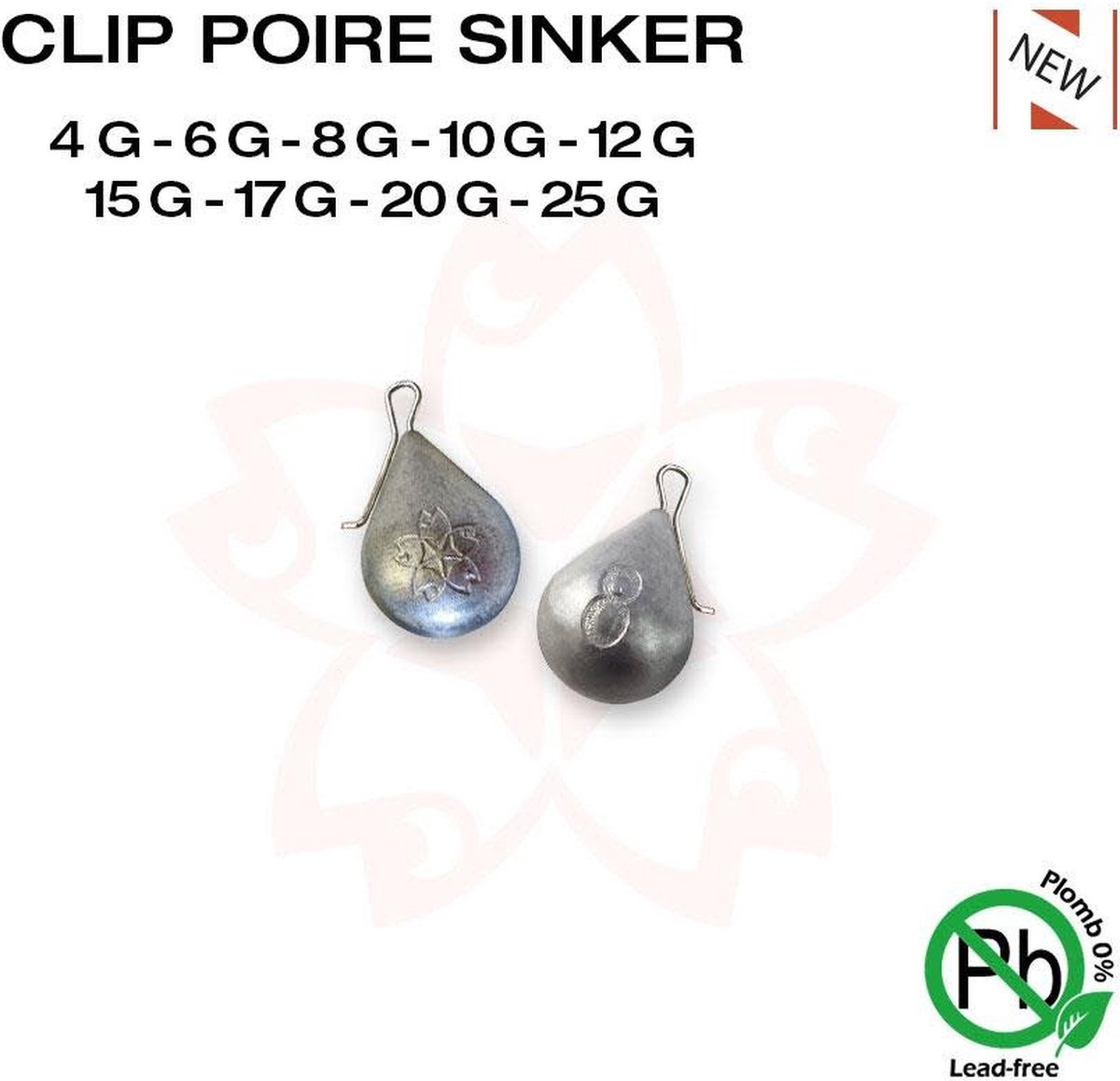 Sakura Lood Clip Poire Sinker - Maat : 8g (5 pcs)